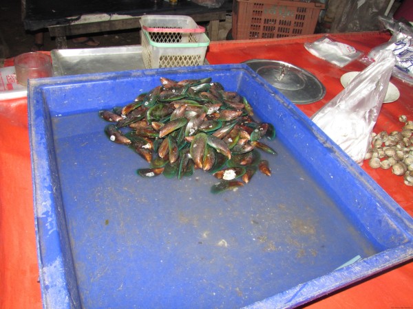 мидии на рынке блюда из рыбы и морепродуктов в таиланде