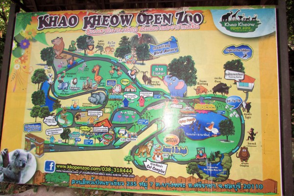Зоопарк Кхао Кхео карта
