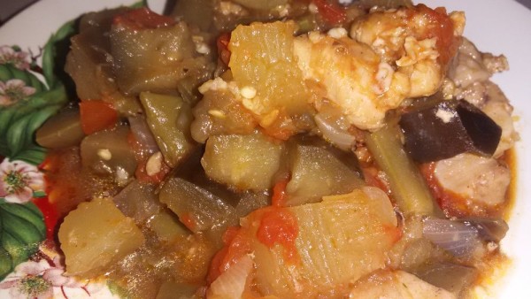 Полезное и вкусное рагу с тыквой баклажанами помидорами фасолью курицей