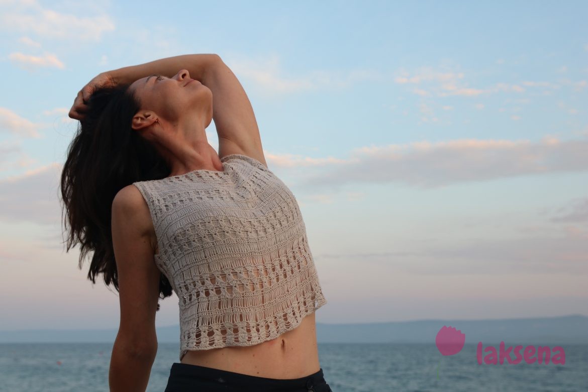 Льняной топ спицами «Макраме»