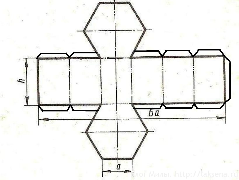 Чертеж развертки шестиугольной призмы