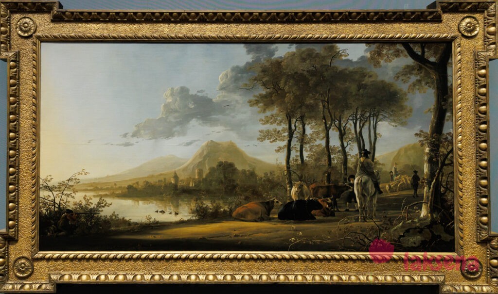Лондонская национальная галерея XVII век голландцы рембрандт Речной пейзаж с всадником и крестьянами, Элберт Кейп
