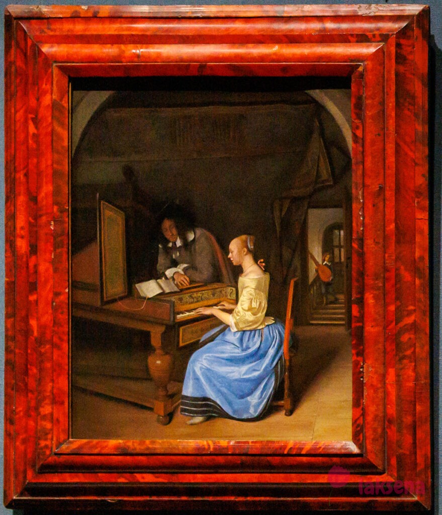 Лондонская национальная галерея XVII век голландцы рембрандт Молодая женщина играет на клавесине для молодого человека, Ян Стен