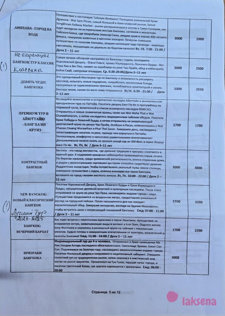 Прайсы на экскурсии Паттайя 2025 компании 11 countries